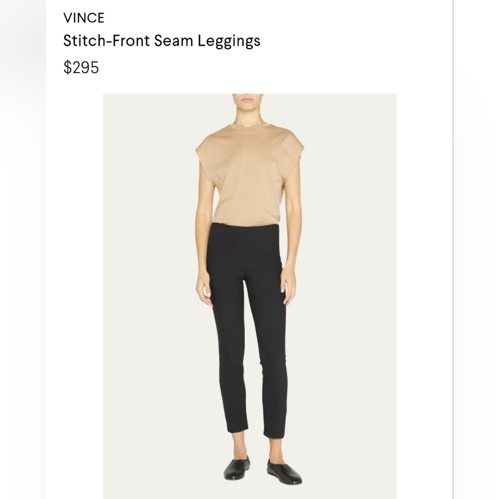 Vince Stitch-Front Seam Leggings Color Black Size L/G - Picture 16 of 16